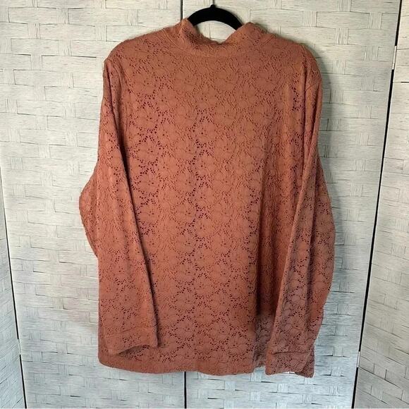 D & Co Womens jacket blush lace outside knit inside cottagecore zip up plus size - Picture 2 of 10